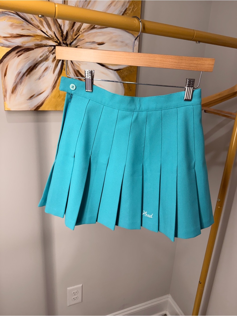 Head Turquoise Pleated Mini Skirt